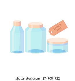 Set of different sized medical containers, bottles. Vector cartoon flat illustration isolated on white background.