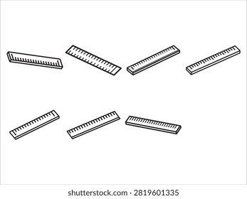 Set of different sized transparent rulers isolated on clear background