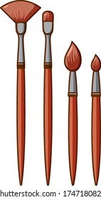 Set of different sizes of paintbrush on white background illustration