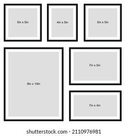 Set of different sizes simple elegant photo frames Free Vector canvas painting photography wall frame