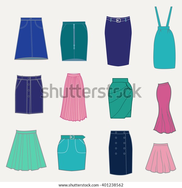 Set Different Skirts Vector Illustration Womens Stock Vector (Royalty ...
