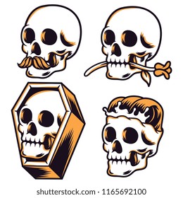 Set of different skull charactres 