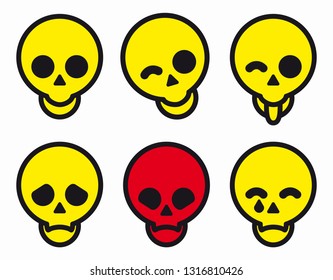 Set of different skulls flat icons. Vector illustration.