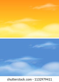 Set of different skys illustration