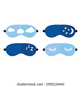 Set of different sleep eye masks. Simple vector illustration on white background.