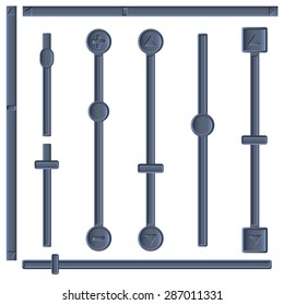 Set of different sliders and scroll bars, vector illustration.