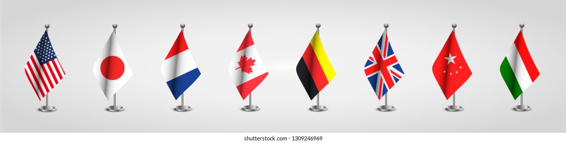 Set of different small table flags isolated. Vector illustration eps10.