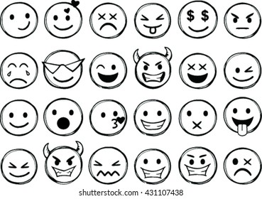 Set of different smileys vector. Vector illustration