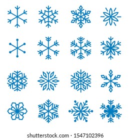 Set of different snowflake silhouette. Winter holiday decoration.Vector illustration