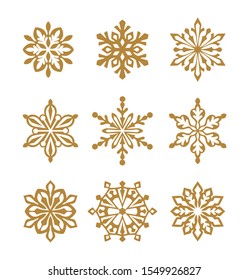 Set of different snowflake silhouette. Winter holiday decoration.Vector illustration