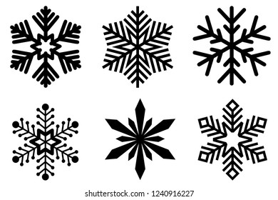 Set of different snowflakes isolated on white