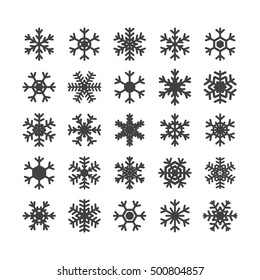 Set of different snowflakes isolated on white background. Snowflakes icons. Christmas. Vector illustration