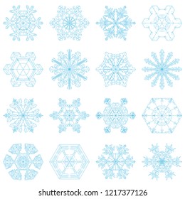 Set of different snowflakes, vector illustration