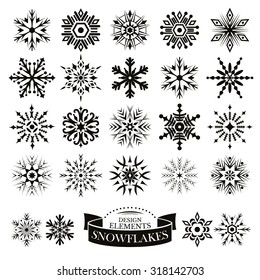 Set of different snowflakes vector illustration
