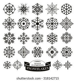 Set of different snowflakes vector illustration