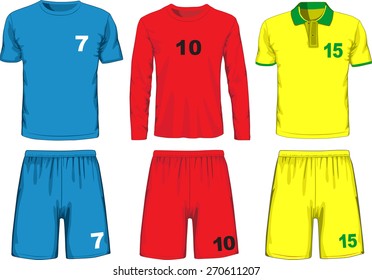 Set of different soccer uniform. Vector illustration