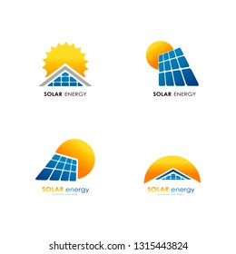 set different solar energy panel logo   collection renewable  alternative electricity source concept  