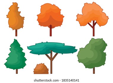 Set of different sorts of trees in autumn 