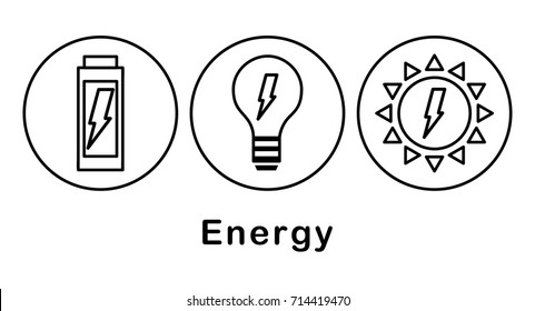 Conjunto de diferentes fuentes de energía receptora. Ilustración del vector