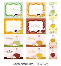 Set of different spa cards on a white backgrounds