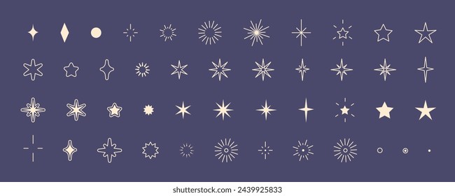 Set of different sparkles. Collection of star symbol. For cards, logo, decorations, invitations, design