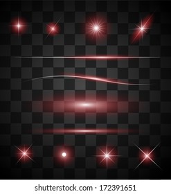 Set of different sparkling red light effects