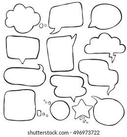 Set of different speak bubbles, speak clouds. Flat graphic element vector shapes