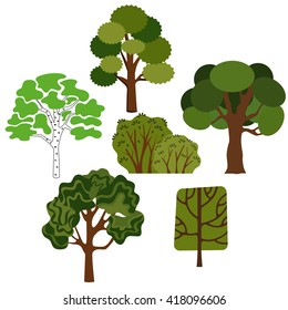 Set of different species of trees