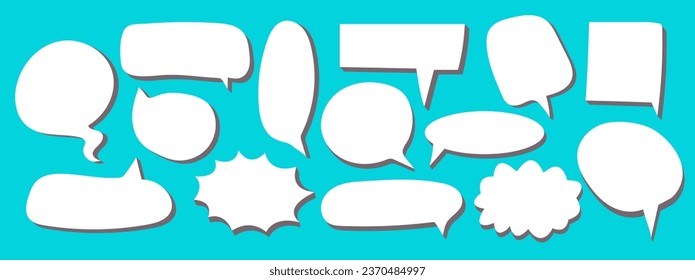 Set of different  speech bubble. Bubbles collection on turquoise background. Vector illustration.