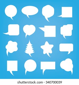 Set of Different Speech Bubble Designs On A Blue Background