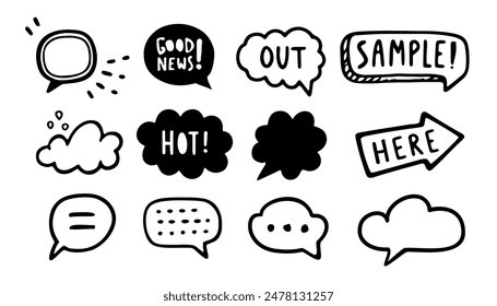 Set of different speech bubble with text and arrow. Speech bubble illustration design.