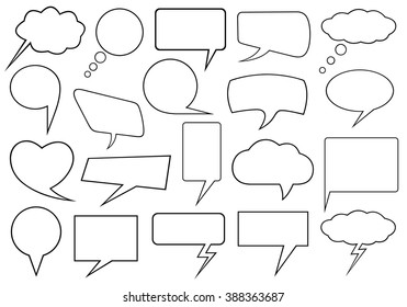 Set of different speech bubbles isolated on white