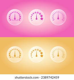 A set of different speedometers for design. Graphic elements depicting a scale with divisions. Vector graphics.