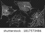 Set of different spiderwebs isolated on black, easy to print. Halloween set with web. Vector Illustration.