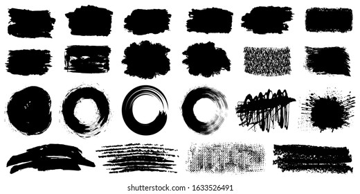 Set different splash, collection brush strokes – vector