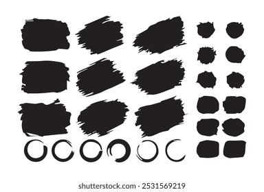 Set different splash, collection brush strokes.brush strokes, brushes, lines, frames, box, grungy. Grungy brushes collection. Brush stroke paint boxes on white background.Vector Illustration EPS 10