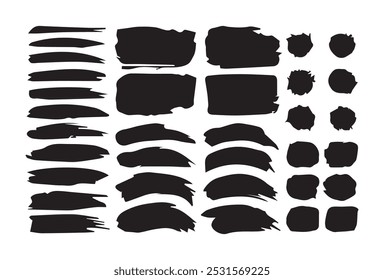 Set different splash, collection brush strokes.brush strokes, brushes, lines, frames, box, grungy. Grungy brushes collection. Brush stroke paint boxes on white background.Vector Illustration EPS 10