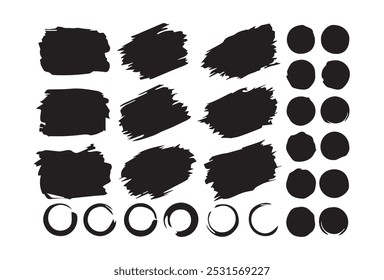 Set different splash, collection brush strokes.brush strokes, brushes, lines, frames, box, grungy. Grungy brushes collection. Brush stroke paint boxes on white background.Vector Illustration EPS 10