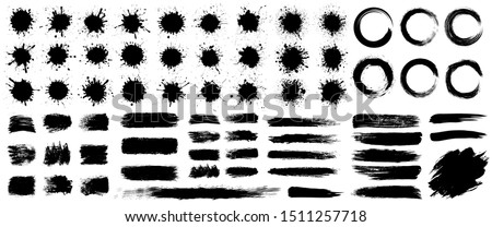 Set different splash, collection brush strokes – stock vector