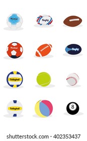 Set of different sport balls on a white background