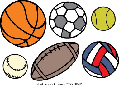 Set of different sport balls. Vector illustration