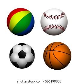 Set of different sport balls, Vector illustration