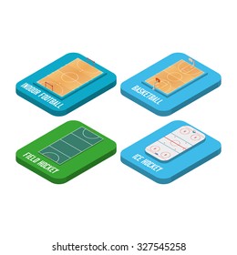 Set of different sport fields on a transparent background