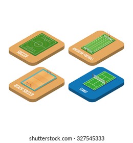 Set of different sport fields on a transparent background