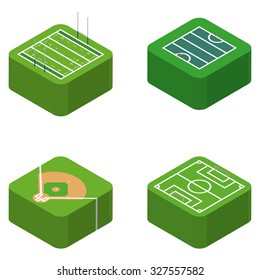 Set of different sport fields on a transparent background