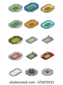 Set of different sport fields on a white background