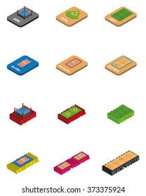 Set of different sport fields on a white background