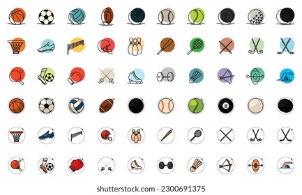 Juego de diferentes iconos deportivos Vector
