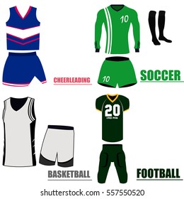 Set of different sport uniforms, Vector illustration