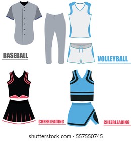 Set of different sport uniforms, Vector illustration